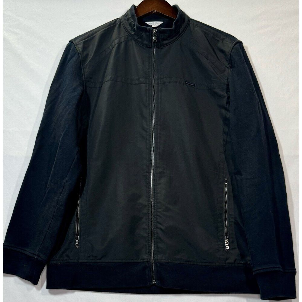 Calvin Klein Body Slim Fit Full Zip Up Light Jacket Men's Sz Large Black NICE